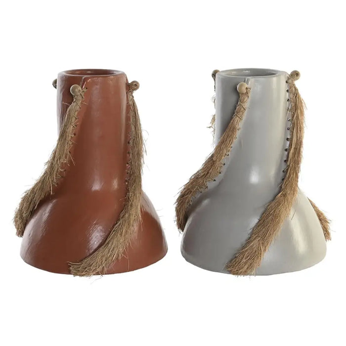 Vase DKD Home Decor Grey Terracotta 26 x 26 x 30 cm (2 Units) - Декорация и Осветление<<<Дом Градина<<<BigBuy&&&Украса