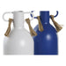 Vase DKD Home Decor Metal White Navy Blue (9 x 9 x 19 cm) (2 Units) - Декорация и Осветление<<<Дом