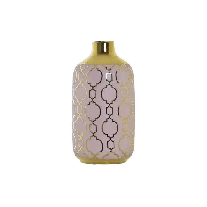 Vase DKD Home Decor Pink Golden Porcelain Oriental Chromed 13 x 13 x 26 cm - Декорация и Осветление<<<Дом