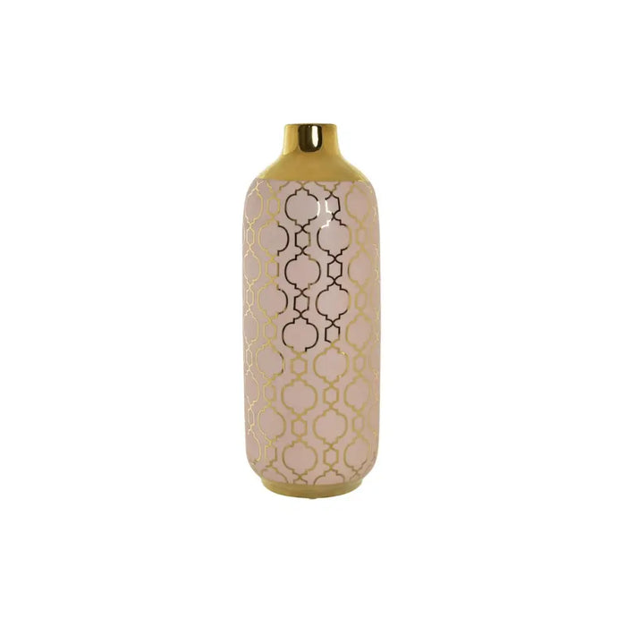 Vase DKD Home Decor Porcelain Pink Golden Oriental (15 x 15 x 41,5 cm) - Декорация и Осветление<<<Дом