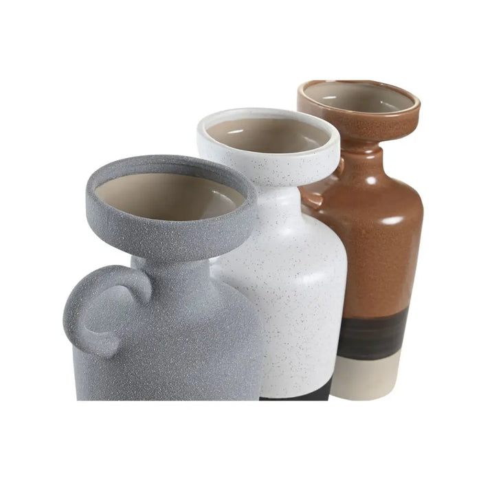 Vase DKD Home Decor White Grey Terracotta Porcelain 13,3 x 11 x 27,3 cm 13,3 x 11 x 28 cm (3 Units) - Декорация и