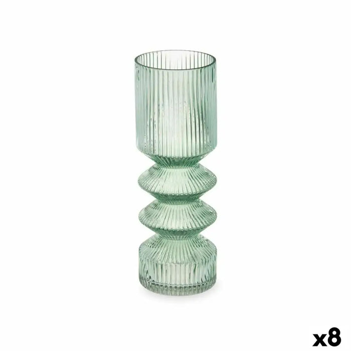 Vase Gift Decor Green Crystal Stripes 8 x 23 x 8 cm (8 Units) - Декорация и Осветление<<<Дом Градина<<<BigBuy&&&Украса