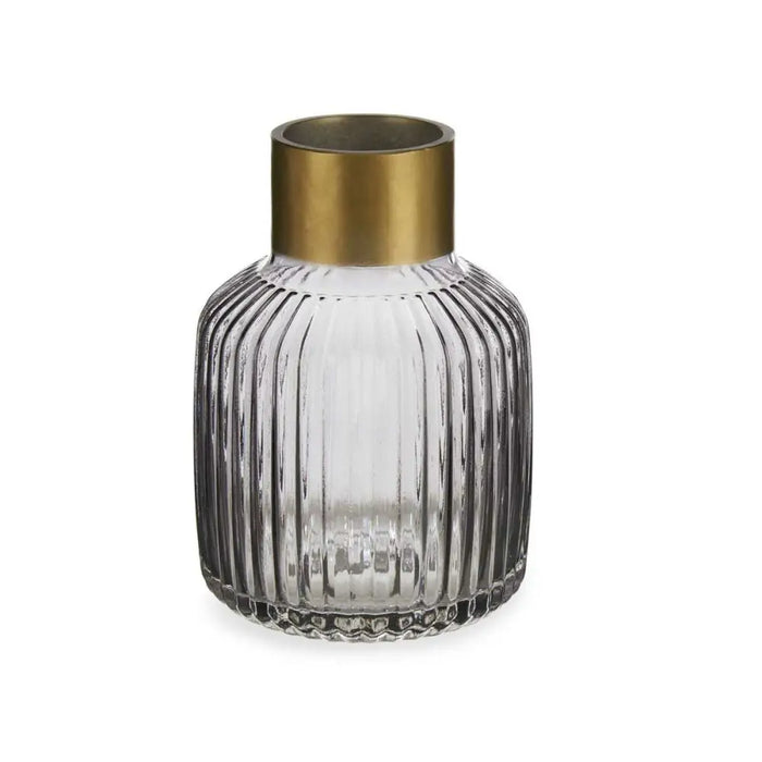 Vase Gift Decor Grey Golden Glass Stripes 14,5 x 22 x 14,5 cm (6 Units) - Декорация и Осветление<<<Дом