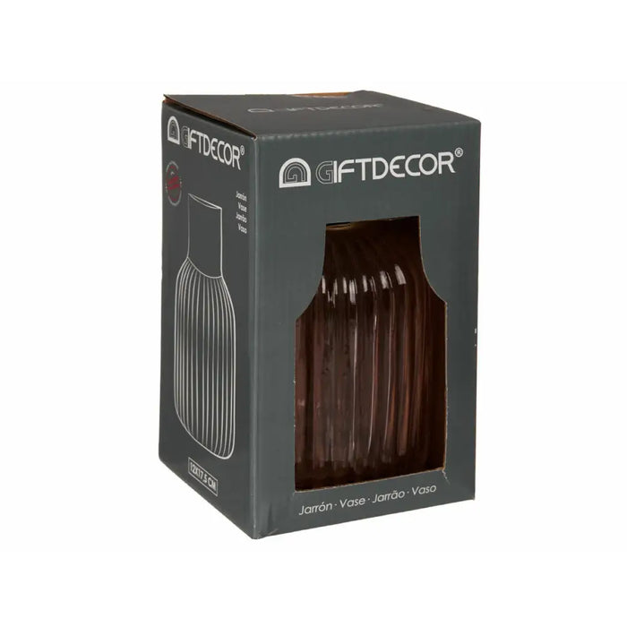 Vase Gift Decor Pink Golden Glass Stripes 12 x 18 x 12 cm (6 Units) - Декорация и Осветление<<<Дом