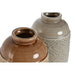 Vase Home ESPRIT Brown Grey Ceramic Oriental Rhombus 19 x 19 x 27 cm (2 Units) - Декорация и Осветление<<<Дом