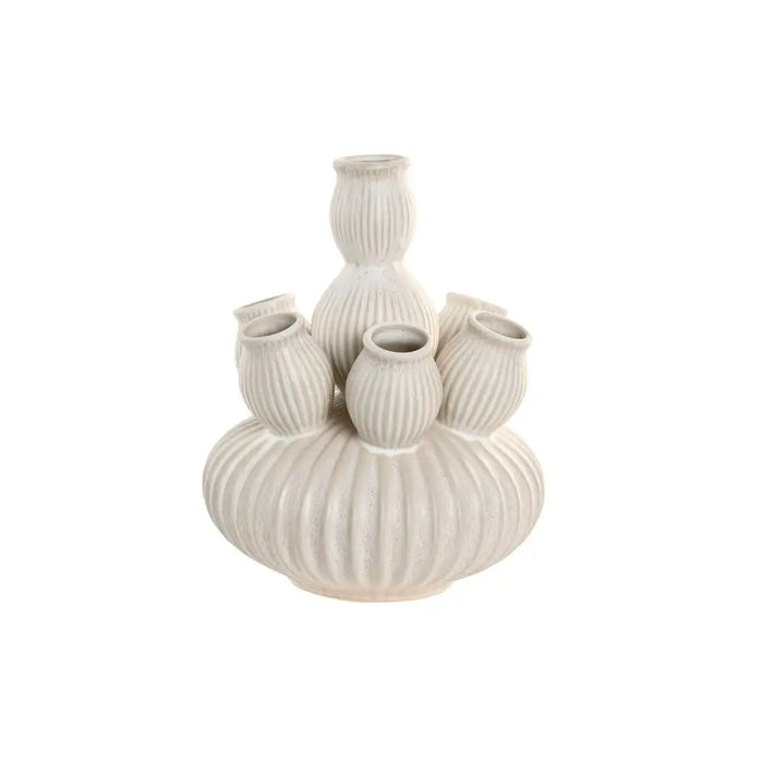 Vase Home ESPRIT Cream Ceramic Mediterranean 18 x 18 x 23 cm - Декорация и Осветление<<<Дом Градина<<<BigBuy&&&Украса