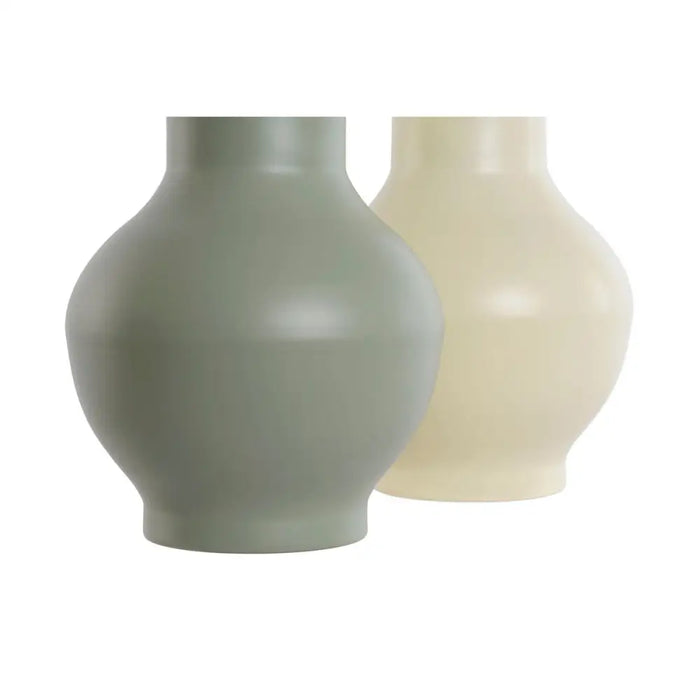 Vase Home ESPRIT Green Cream Metal 20 x 20 x 34,5 cm (2 Units) - Декорация и Осветление<<<Дом Градина<<<BigBuy&&&Украса