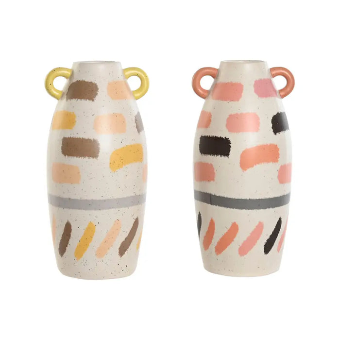 Vase Home ESPRIT Multicolour Dolomite 17 x 17 x 35 cm (2 Units) - Декорация и Осветление<<<Дом