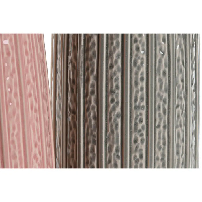 Vase Home ESPRIT Pink Light grey Porcelain 16 x 16 x 38 cm (2 Units) - Украса за средата на масата и вази<<<Декорация и