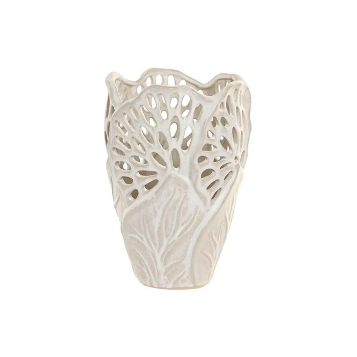 Vase Home ESPRIT White Ceramic Leaf of a plant 18 x 18 x 25 cm - Декорация и Осветление<<<Дом Градина<<<BigBuy&&&Украса