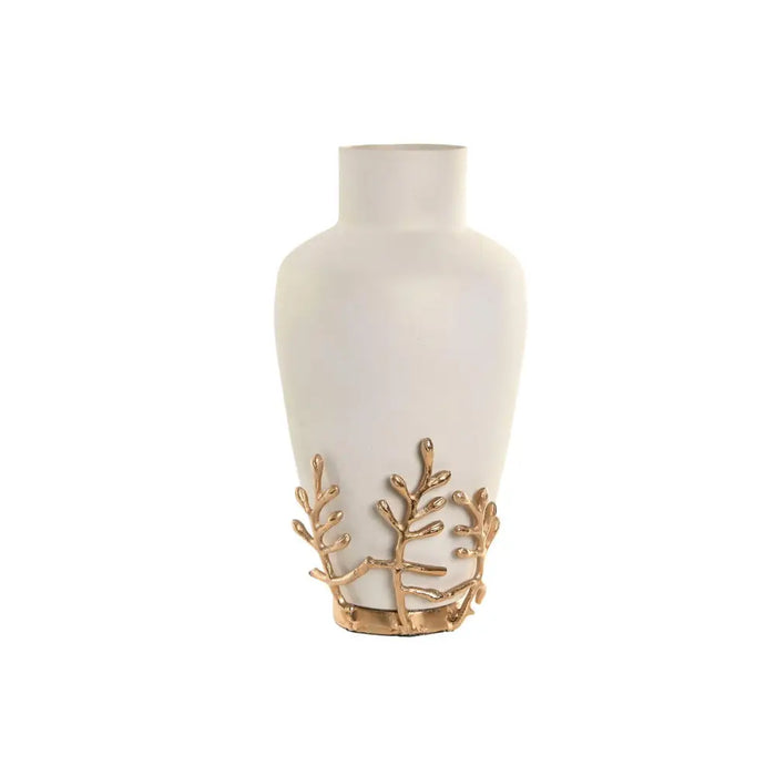 Vase Home ESPRIT White Golden Aluminium Modern 16 x 16 x 31 cm - Декорация и Осветление<<<Дом Градина<<<BigBuy&&&Украса
