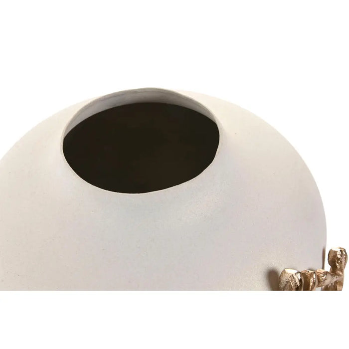 Vase Home ESPRIT White Golden Aluminium Modern 19 x 19 x 18 cm - Декорация и Осветление<<<Дом Градина<<<BigBuy&&&Украса