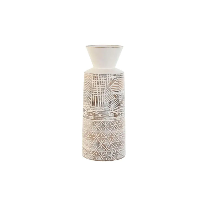 Vase Home ESPRIT White Natural Mango wood Colonial 15 x 15 x 22,5 cm - Декорация и Осветление<<<Дом