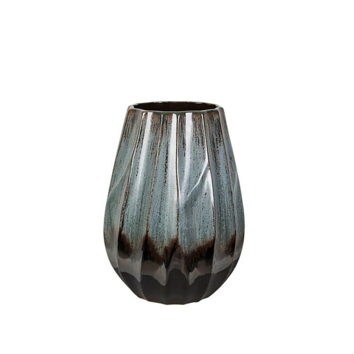 Vase Romimex Blue Black Blue/Black Ceramic 23 x 28 x 23 cm - Декорация и Осветление<<<Дом Градина<<<BigBuy&&&Украса за