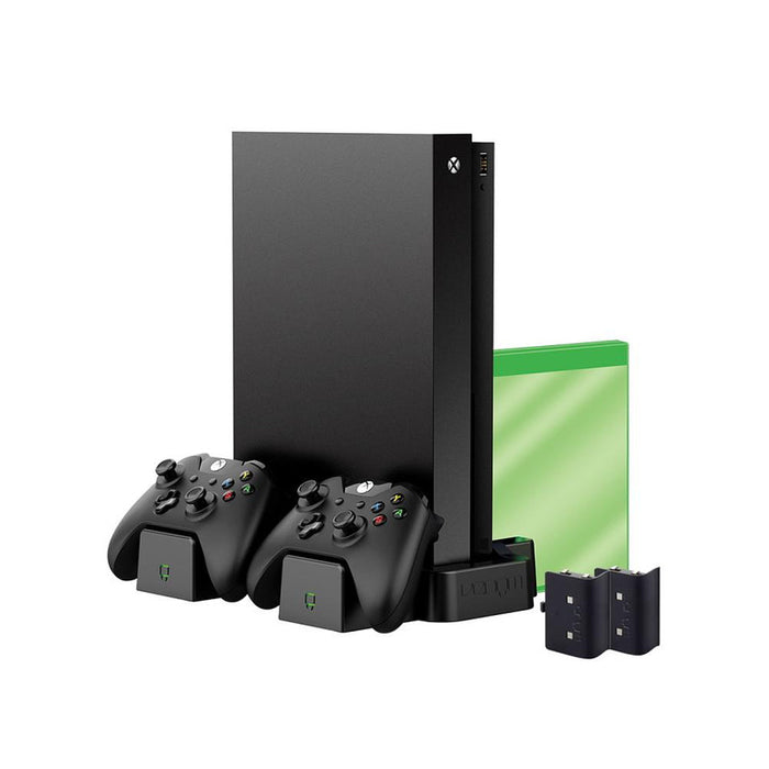 Vertical charging station for Xbox One with 2 Venom VS2861 batteries