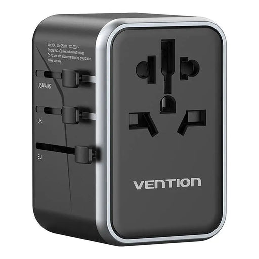 Vention FJFB0 GaN 2xUSB-C 2xUSB-A Universal Travel Adapter 65W (black) - mains chargers<<<Chargers<<<GSM