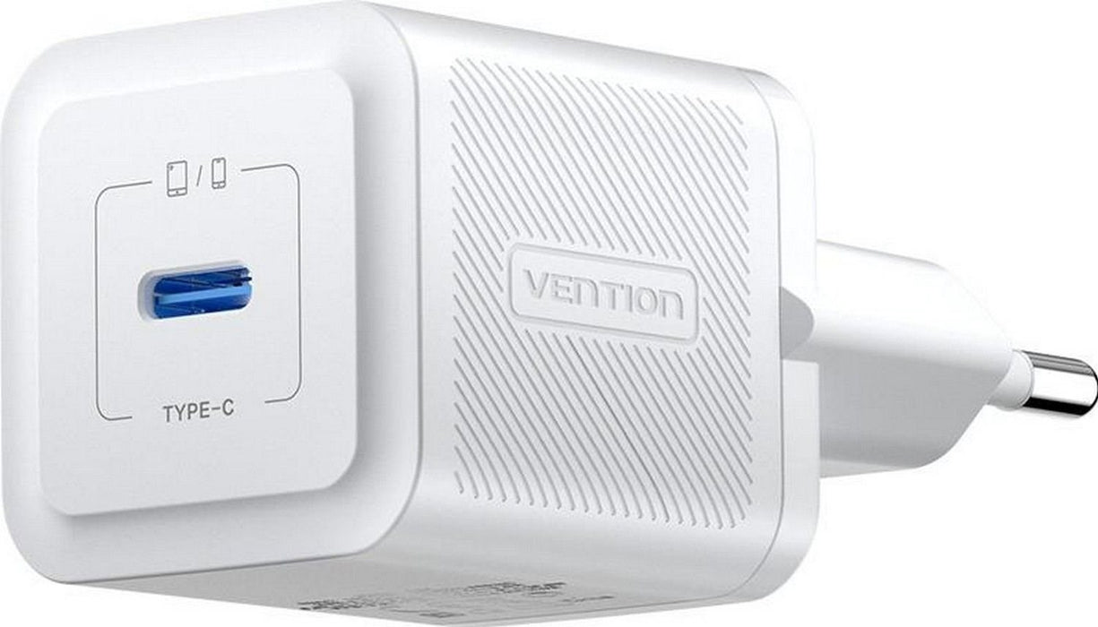 Wall charger, Vention, FEPW0-EU, USB-C, 20W, GaN (white)