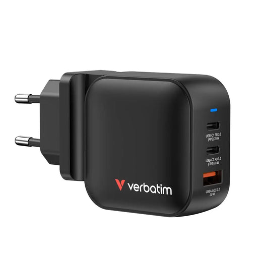 Verbatim Mini GaN Charger 70W 3 Port US plug with EU and UK adaptors - Аксесоари<<<VERBATIM памети и