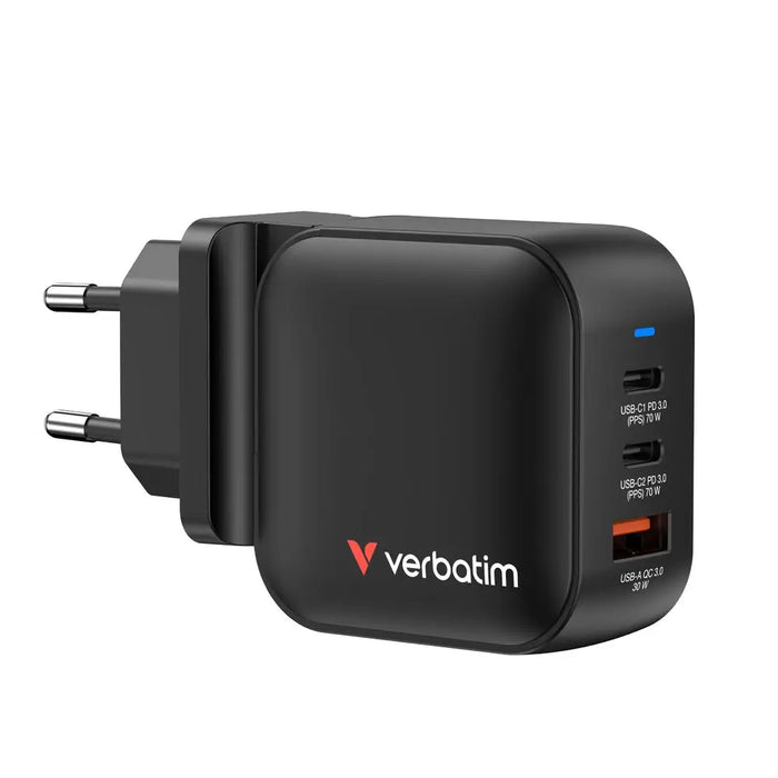 Verbatim Mini GaN Charger 70W 3 Port US plug with EU and UK adaptors - Аксесоари<<<VERBATIM памети и
