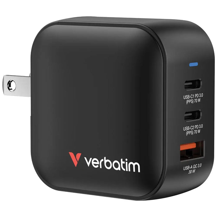 Verbatim Mini GaN Charger 70W 3 Port US plug with EU and UK adaptors - Аксесоари<<<VERBATIM памети и