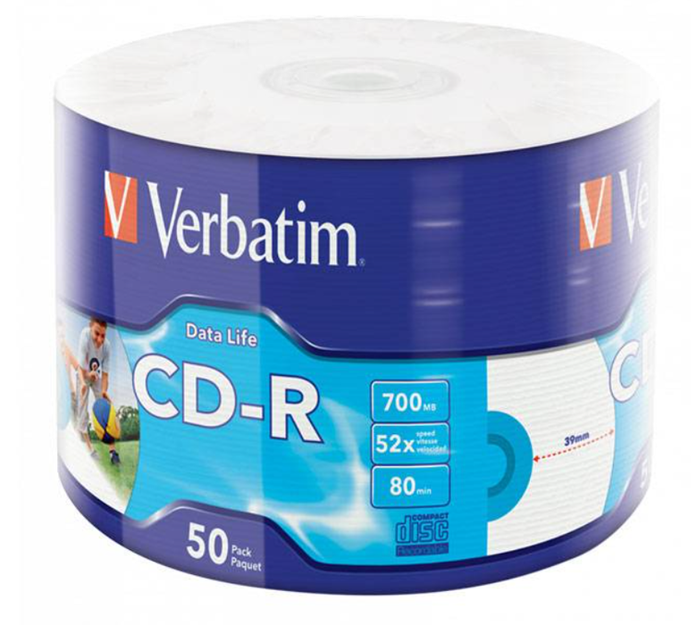Verbatim CD-R Data Life 700MB (PRINTABLE) - 50 pcs. in cellophane