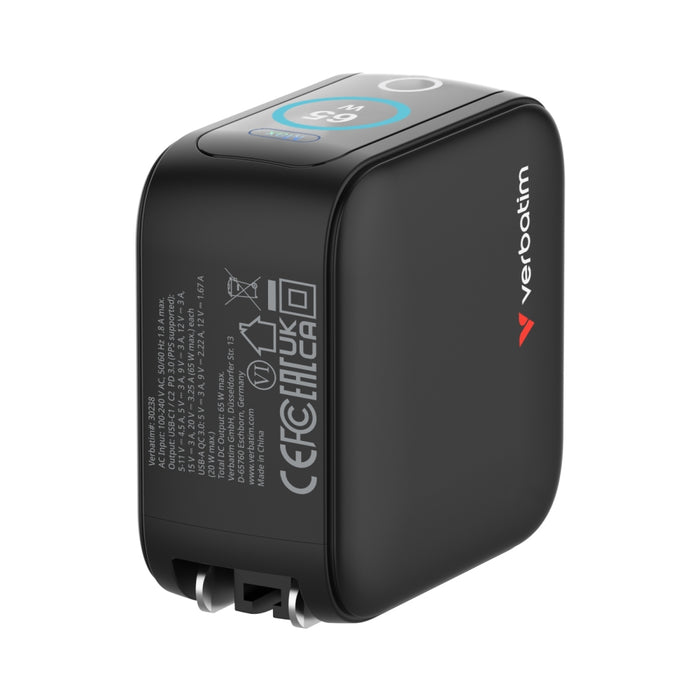 Verbatim Mini GaN Charger 65W with Display