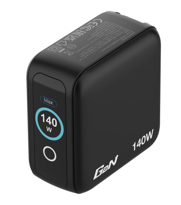 Verbatim Mini GaN Charger 140W with Display + 140W USB-C to USB-C Cable (Charger and Data transfer) Grey