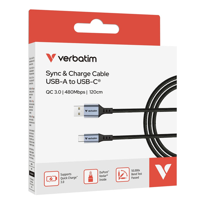 Verbatim Sync & Charge USB-A to USB-C 18W 120 cm