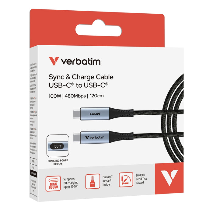 Verbatim Sync & Charge USB-C to USB-C 100W Display 120 cm
