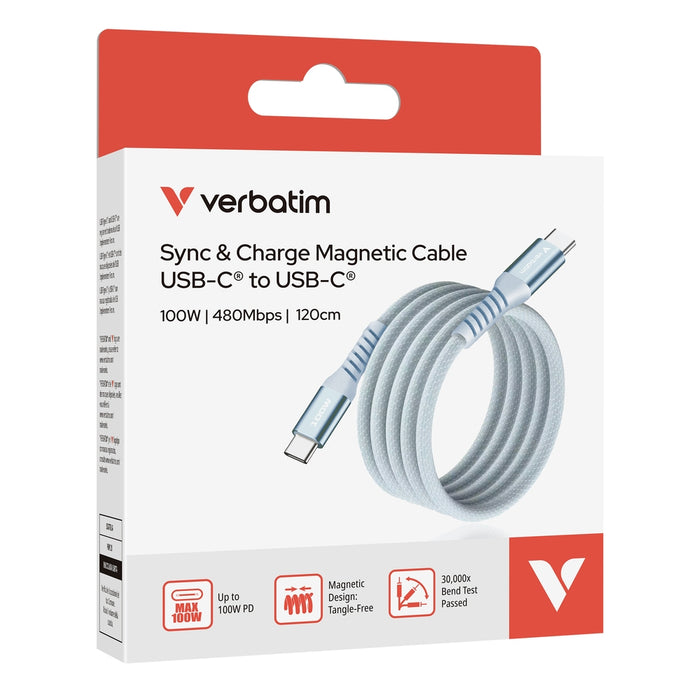 Verbatim Sync & Charge USB-C to USB-C 100W Magnetic 120 cm - Blue