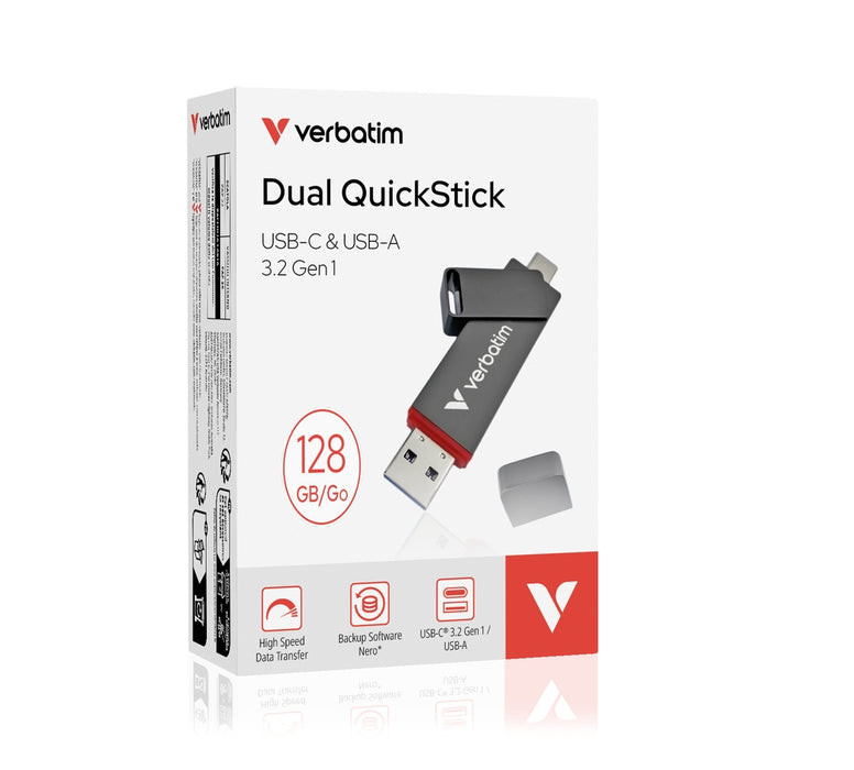 Verbatim Dual QuickStick USB-C & USB-A USB 3.2 Gen 1 128GB