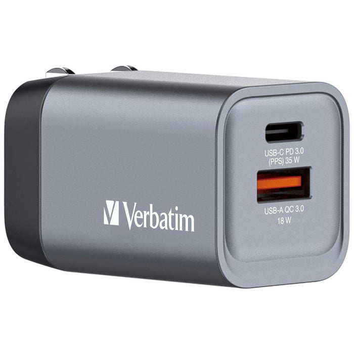 Verbatim GNC-35 GaN Charger 2 Port 35W USB A/C (EU/UK/US)