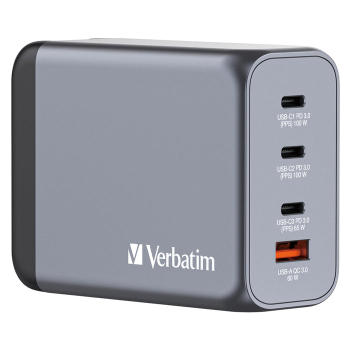 Verbatim GNC-200 GaN Charger 4 Port 200W USB A/C (EU/UK/US)