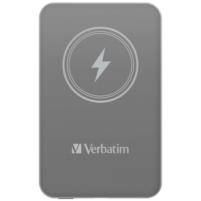 Verbatim MCP-5GY Power Pack 5000 mAh with UBS-C PD 20W / Magnetic Wireless Charging 15W Grey