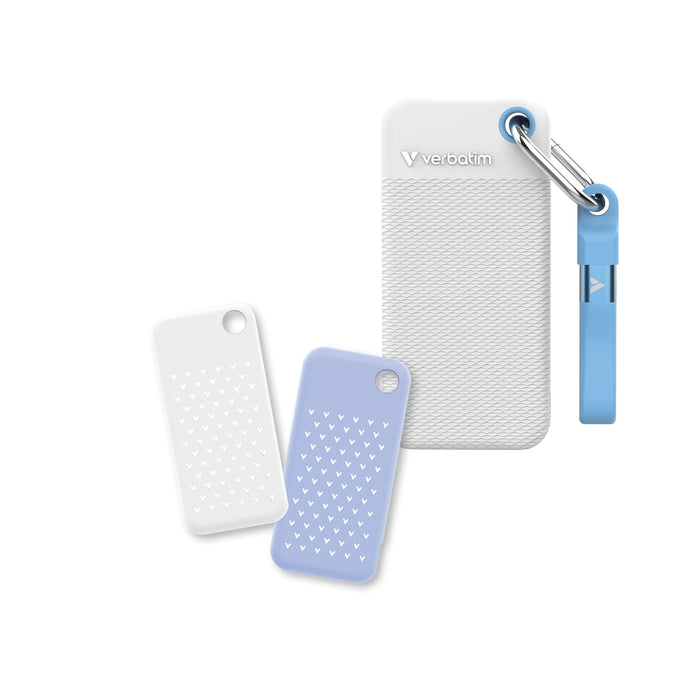 Verbatim Pocket SSD USB 3.2 Gen 2 1TB White/Light Blue incl. two rubber sleeves