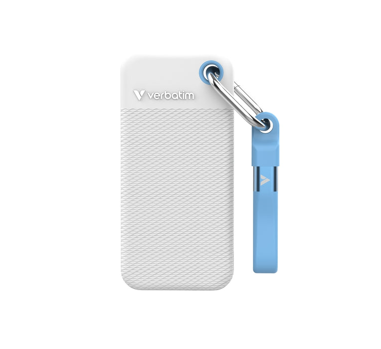 Verbatim Pocket SSD USB 3.2 Gen 2 1TB White/Light Blue incl. two rubber sleeves