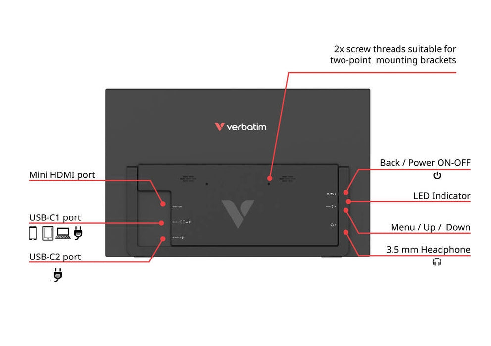 Verbatim Portable 15.6" Touch Monitor LIGHT