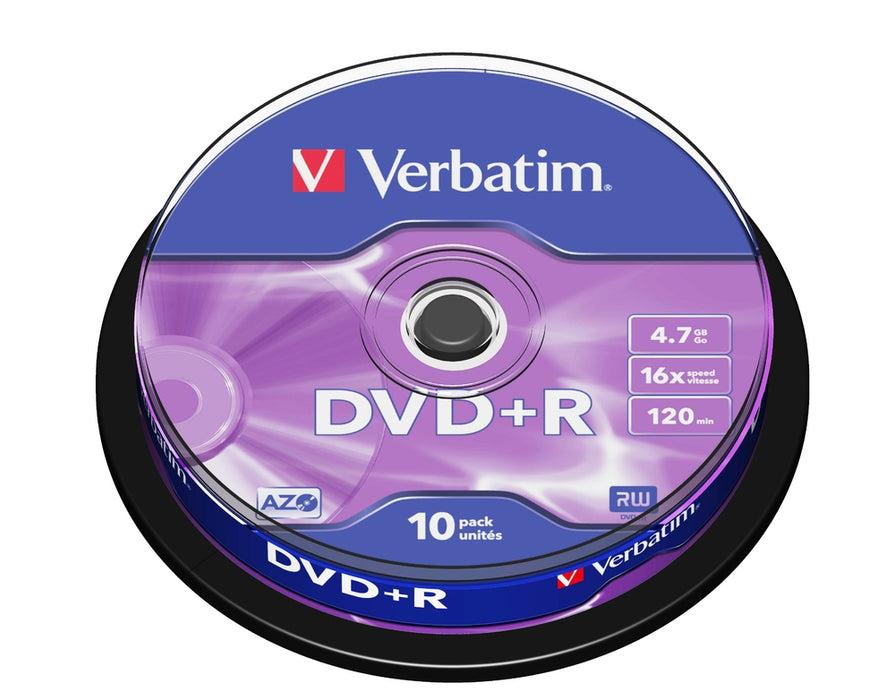 Verbatim DVD+R AZO 4.7GB 16X MATT SILVER SURFACE (10 PACK)