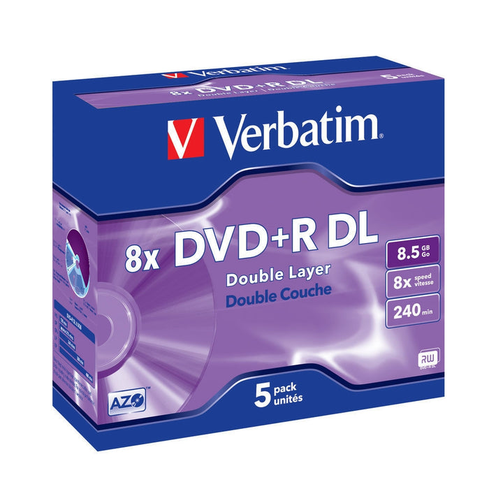 Verbatim DVD+R DOUBLE LAYER 8.5GB 8X MATT SILVER SURFACE (5 PACK)