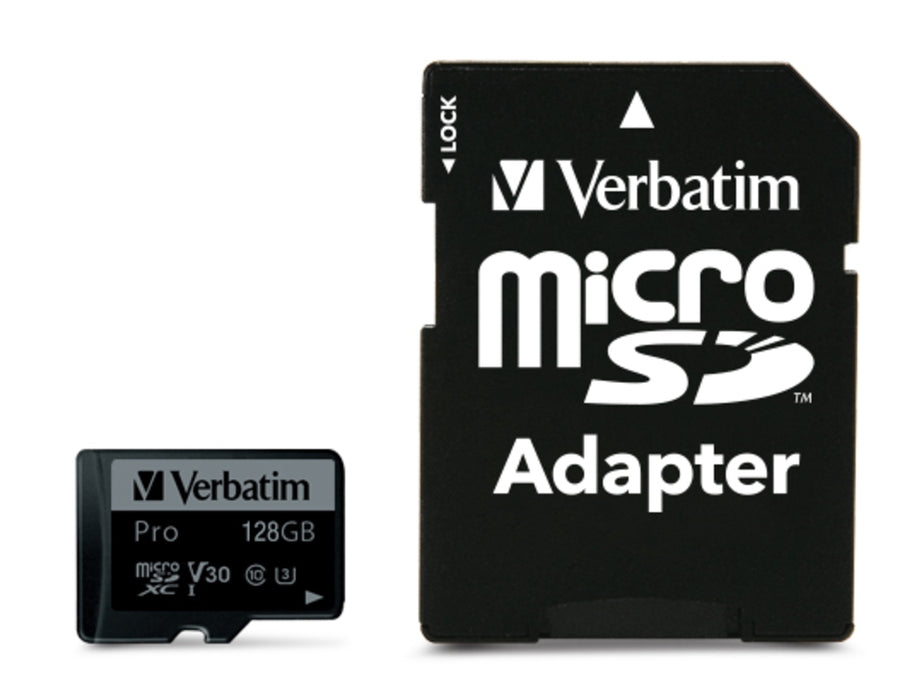 Verbatim PRO micro SDXC 128GB Class 10 UHS-3 (Incl. Adaptor)