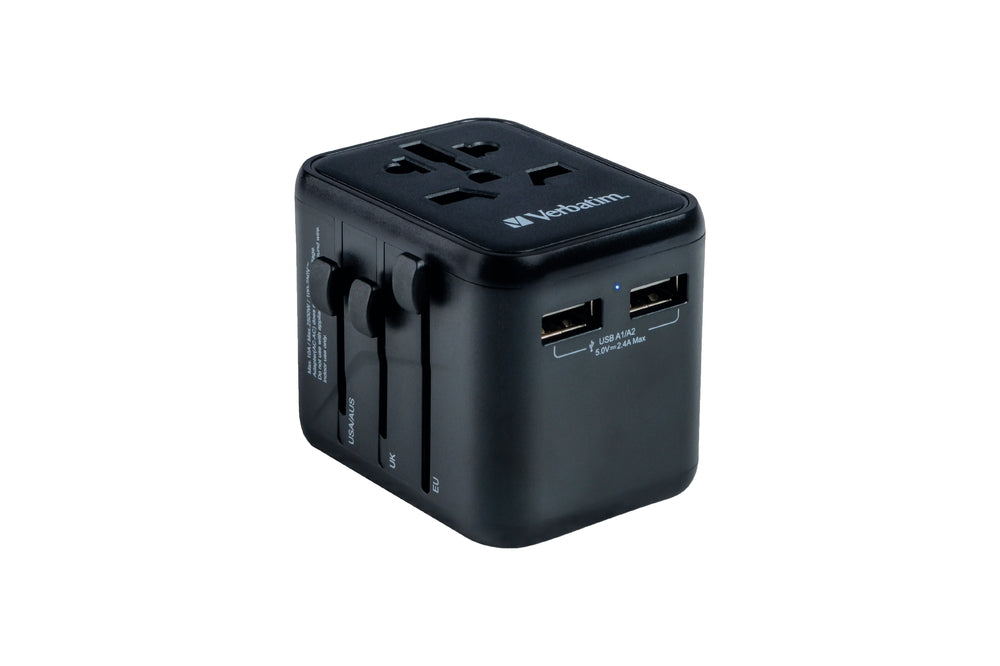 Verbatim UTA-01 Universal Travel Adapter with 2 x USB-A ports