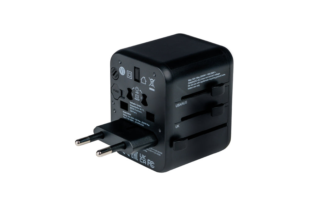 Verbatim UTA-02 Universal Travel Adapter with 1 x USB-C PD 20W / 1 x USB-A QC 3.0
