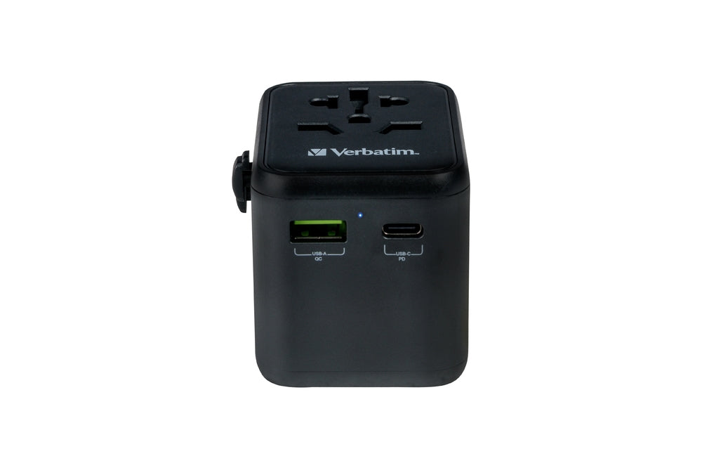 Verbatim UTA-02 Universal Travel Adapter with 1 x USB-C PD 20W / 1 x USB-A QC 3.0