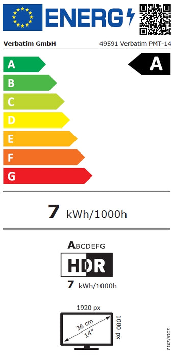 Verbatim PMT-14 Portable Touchscreen Monitor 14" Full HD 1080p Metal Housing