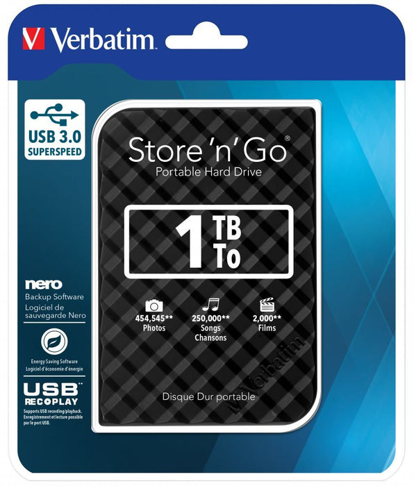 Verbatim STORE 'N' GO 2.5" (6.35CM) Gen 2 1TB USB 3.0 Black