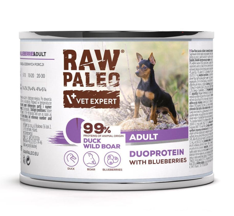 VETEXPERT Raw Paleo Duoprotein Duck & Boar Adult - wet dog food - 200g
