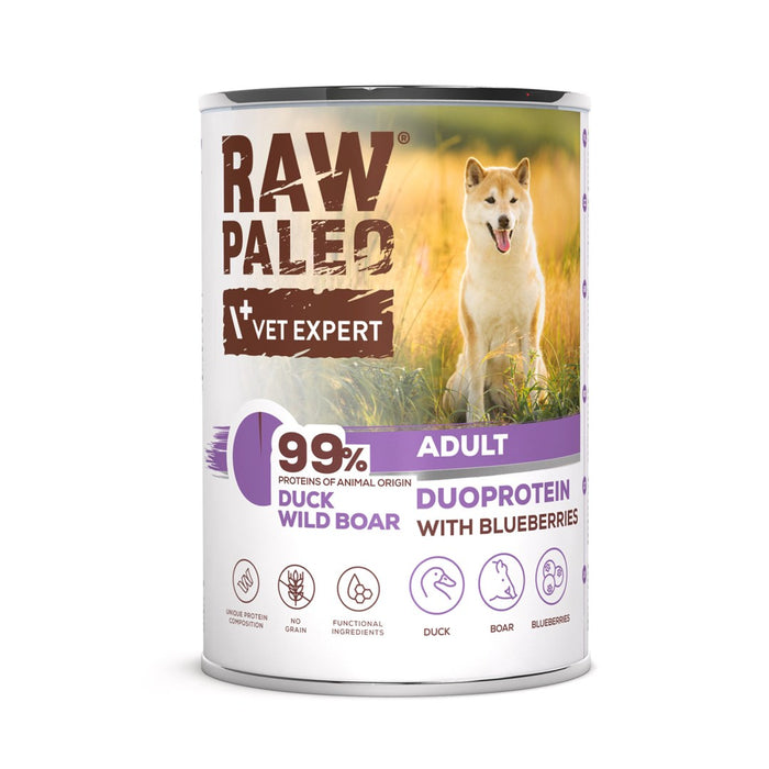 VETEXPERT Raw Paleo Duoprotein Duck & Boar Adult - wet dog food - 400g