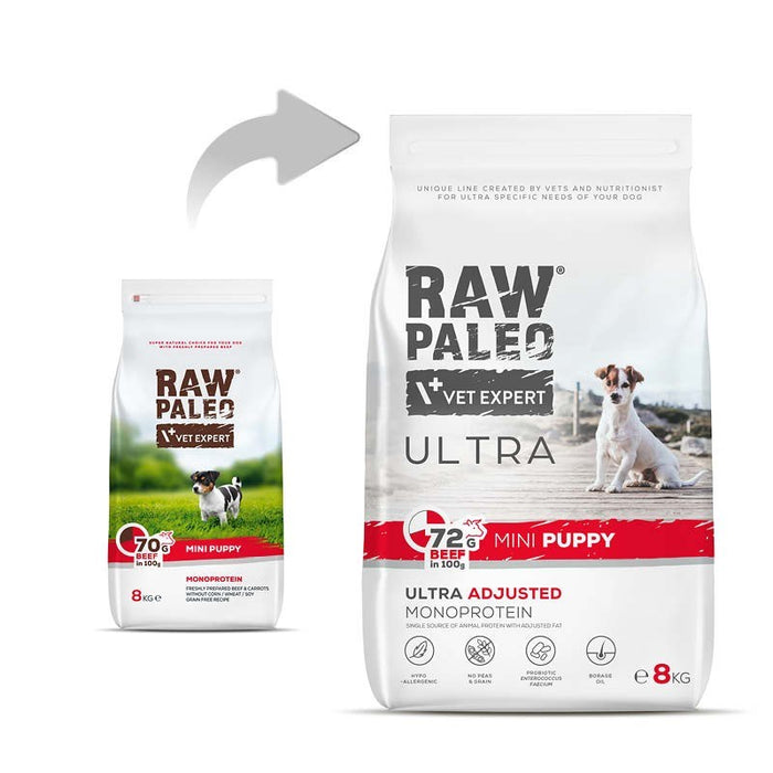 VETEXPERT Raw Paleo Ultra Mini Puppy Beef - dry food for puppies of small breeds - 8 kg