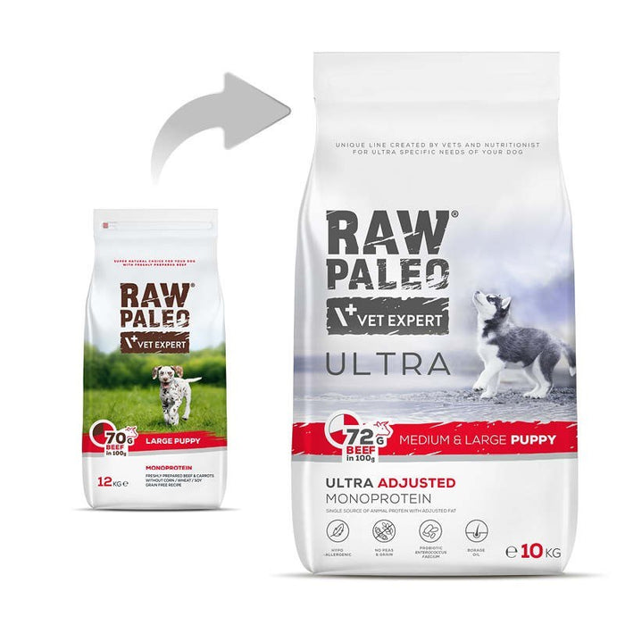 VETEXPERT Raw Paleo Ultra Medium&Large Puppy Beef - dry food for puppies - 10 kg