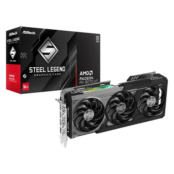 Video card ASRock RADEON RX 9070 XT STEEL LEGEND DARK 16GB GDDR6 - Видео карти<<<Компютърни